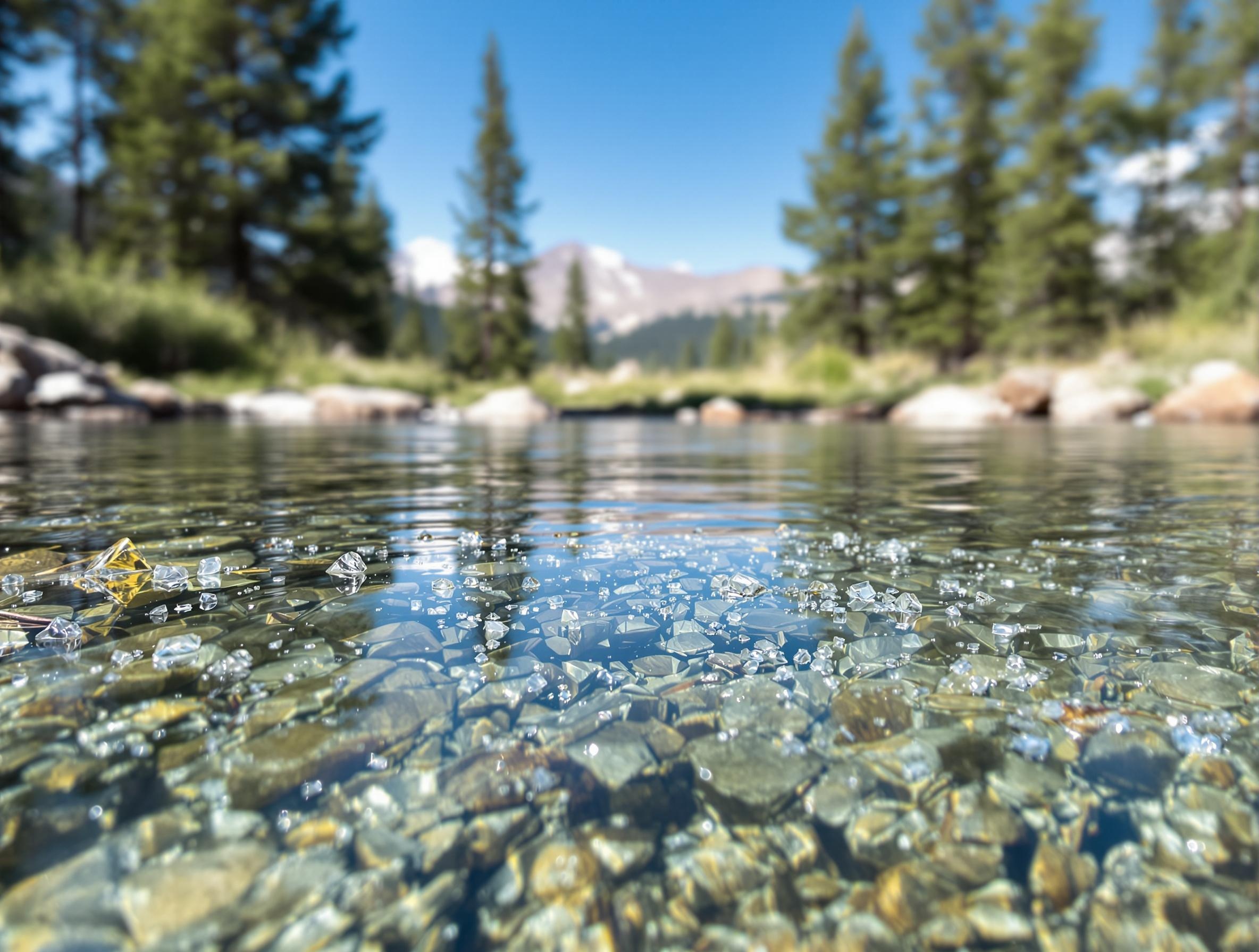 Microplastics in Colorado mountain stream near home, highlighting plastic contamination in local water.